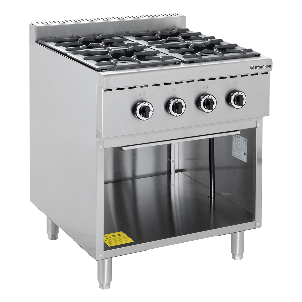 Gasherd ECO mit offenem Unterbau - 28,8 kW - 4 Brenner | Propangas Herd, 4 Kochstellen