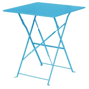 Bolero Terrassentisch 600x600 mm, Stahl azurblau, klappbar für Gastro & Gewerbe