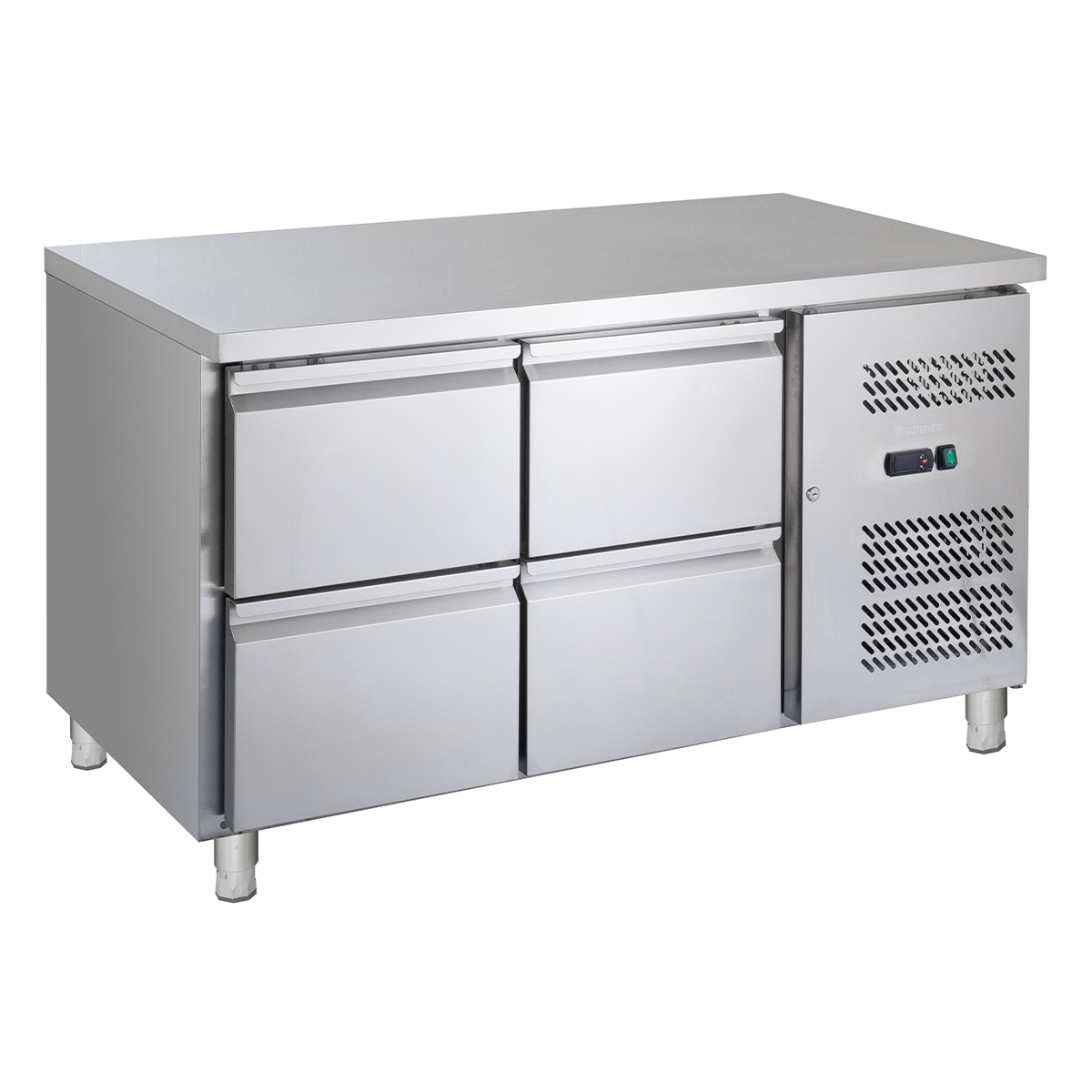 Gastro Kühltisch ECO 0/4 - GN 1/1 - 4 Schubladen, 1350x700x850 mm, Umluftkühlung