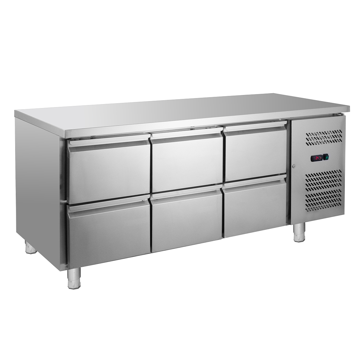 Gastro Kühltisch ECO 0/6 - GN 1/1 - 6 Schubladen, 417 Liter, 1800 x700x850 mm, Umluftkühlung