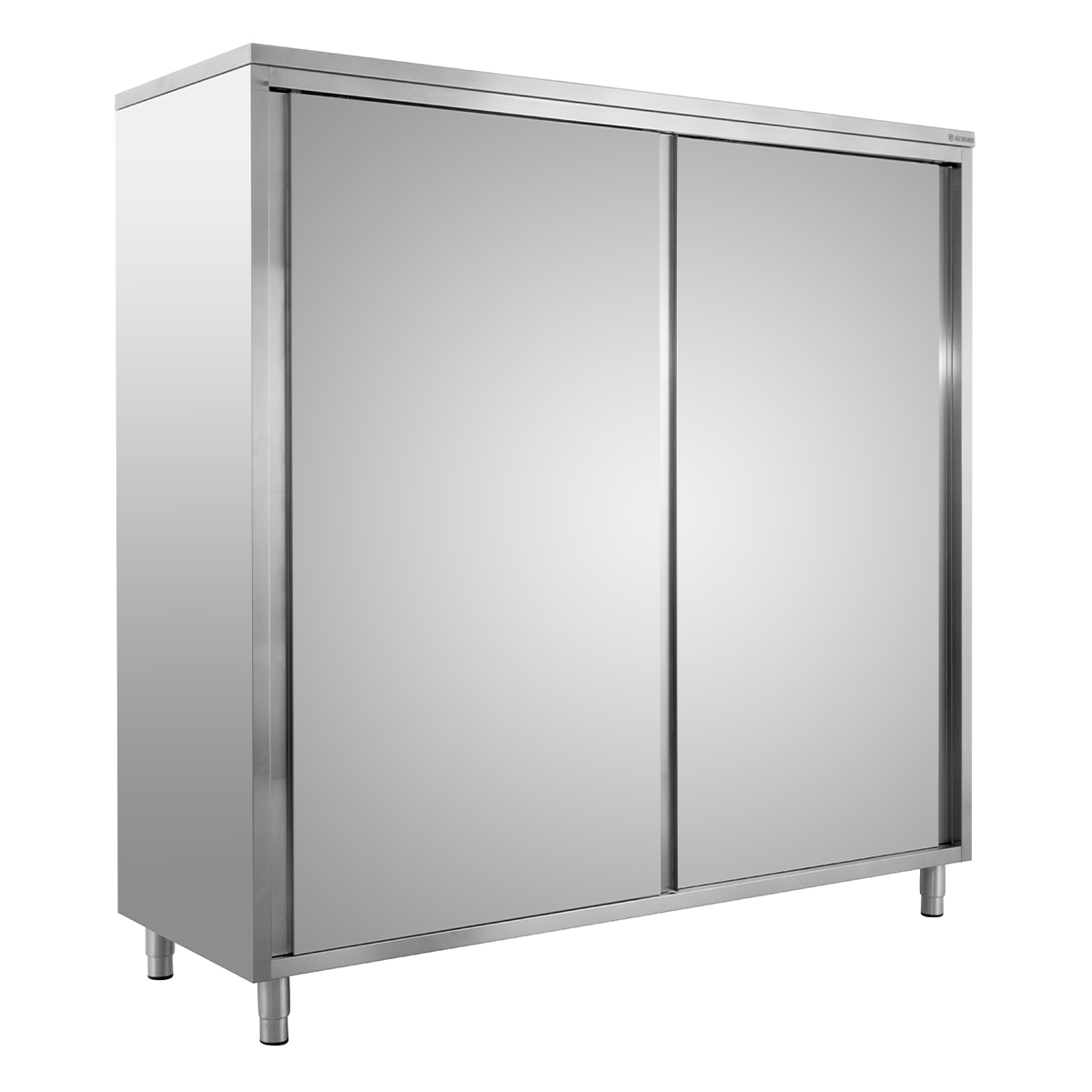 Gastro Geschirrschrank ECO 20x7x20 mit Schiebetüren, mit Zwischenboden, Edelstahl Geschirrschrank, Arbeitschrank Geschirr