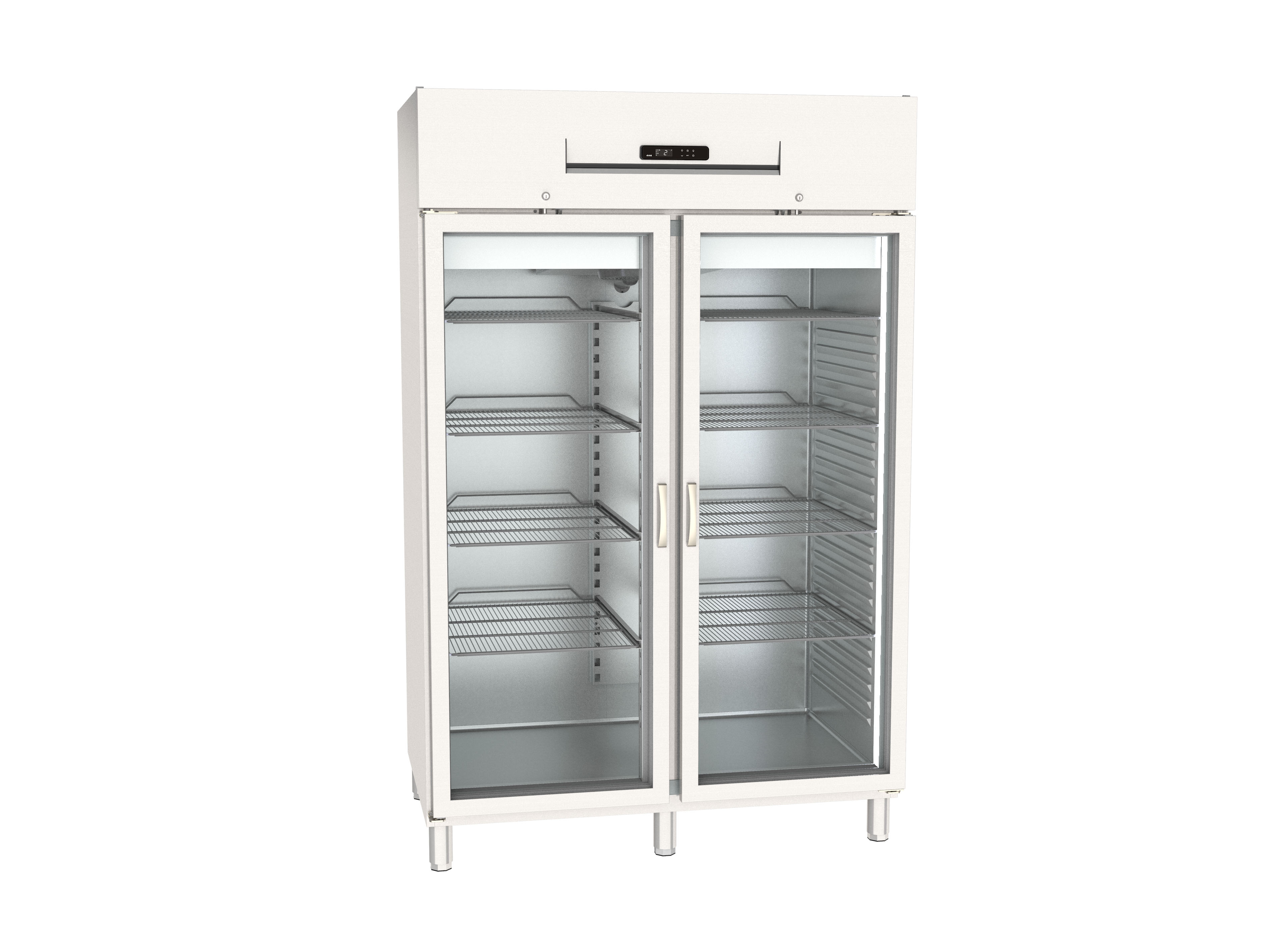 Gastro Gastro Tiefkühlschrank Profi 1400 GN 2/1 Superior mit 2 Glastüren, 1168 Liter Kühlraumvolumen, Made in Europe | Gefrierschrank Edelstahl | 