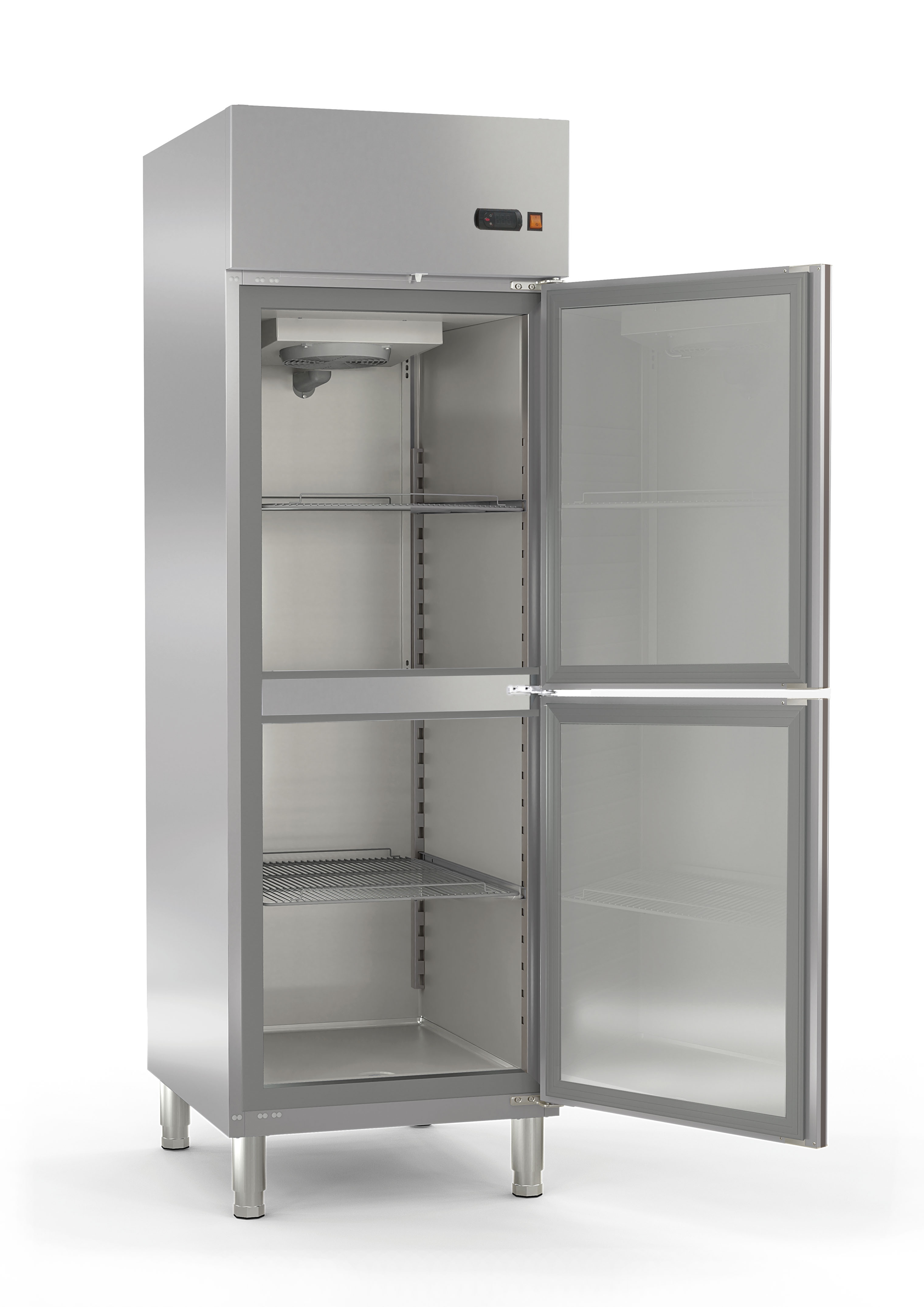 Edelstahl Kühlschrank Profi 700 GN 2/1 - mit 2 Halbtüren | Gastro Kühlschrank 2-türig