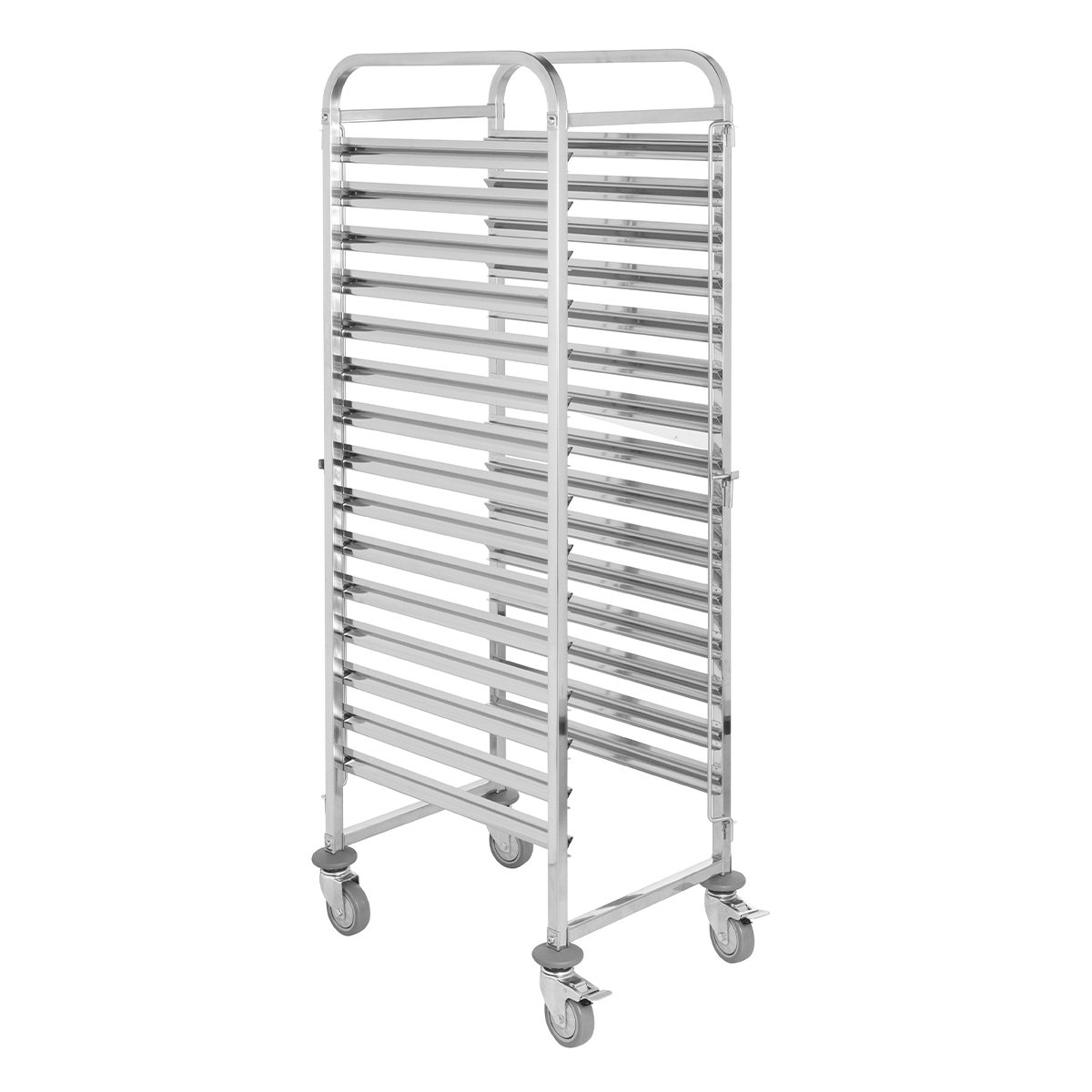 GastroHero Regalwagen ECO 15 EN 60 x 40, Gastro Regalwagen, 15 Etagen, Edelstahl, mit Einfachschienen