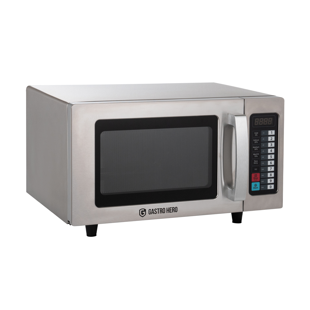 GastroHero Mikrowelle ECO 1000 W, Gastro Mikrowelle, 25 Liter, Auftaufunktion, inkl. LED Display mit Touch-Pad, Edelstahl