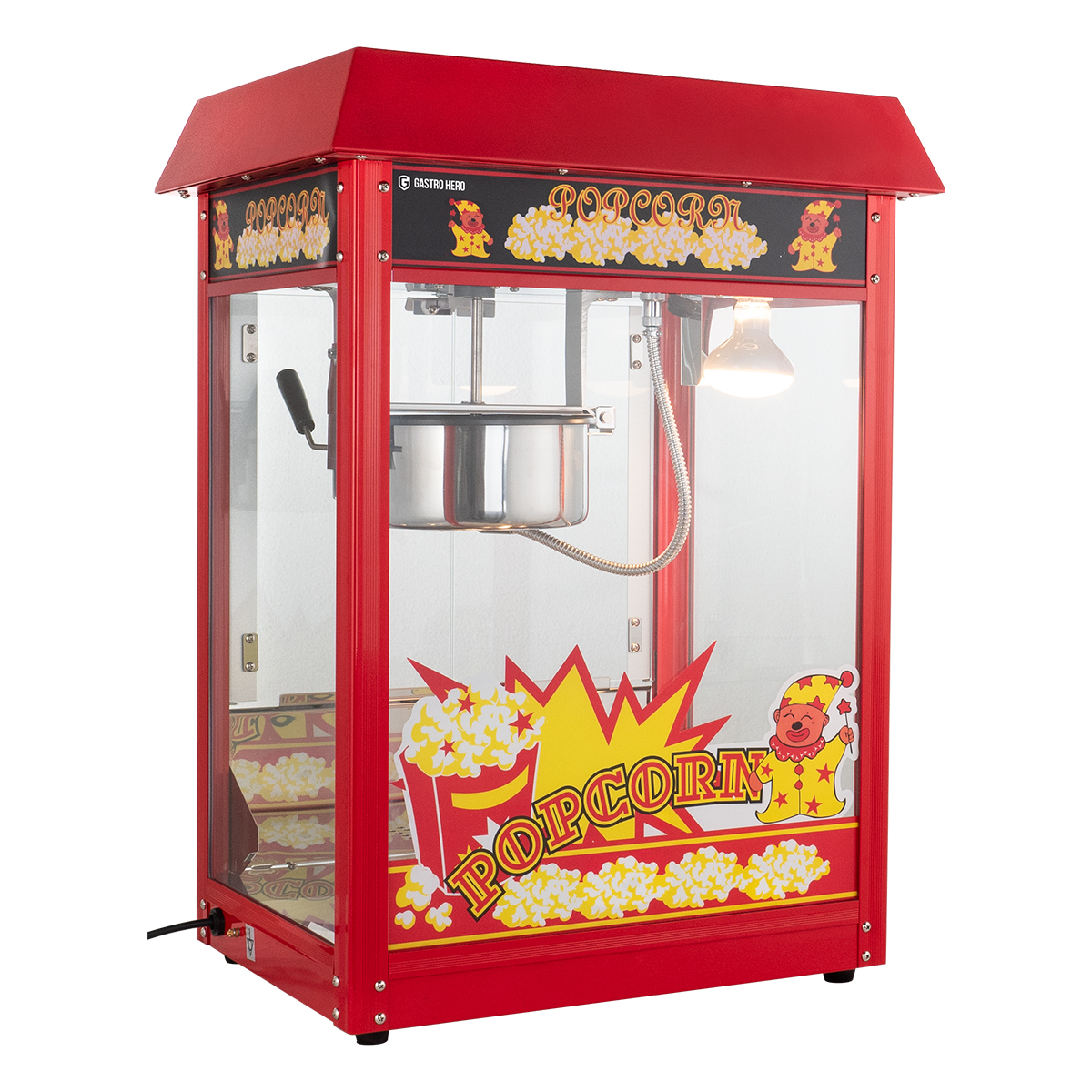 GastroHero Popcornmaschine ECO 5 kg/h mit 1 Kessel, Gastro Popcornmaschine, Anti-Haft-Beschichtung, 1,35 kW, intergrierter Überhitzungsschutz