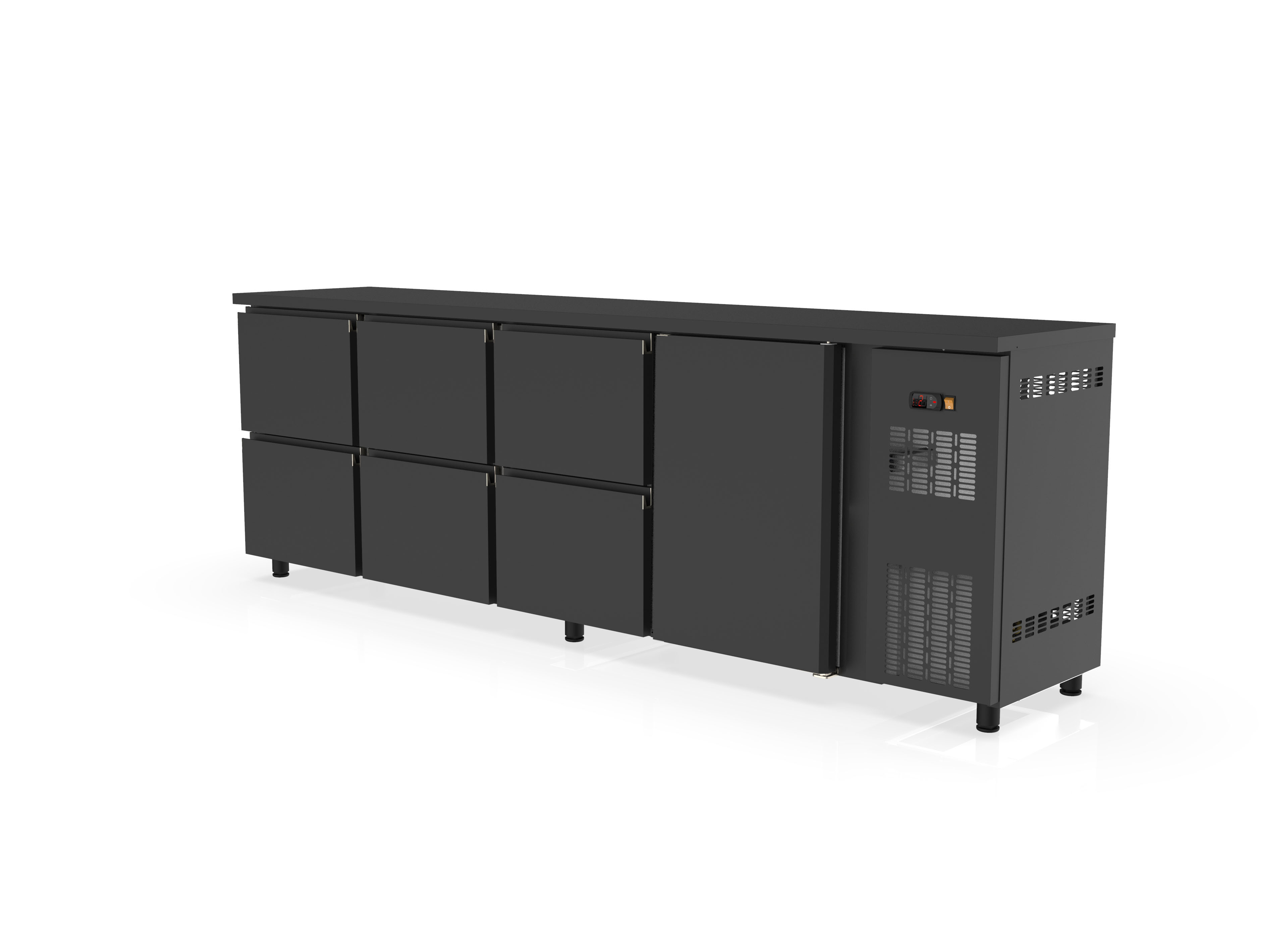 Coreco Barkühltisch PROFI 1/6 mit 1 Tür und 6 Schubladen | Flaschenkühltisch bei GastroHero