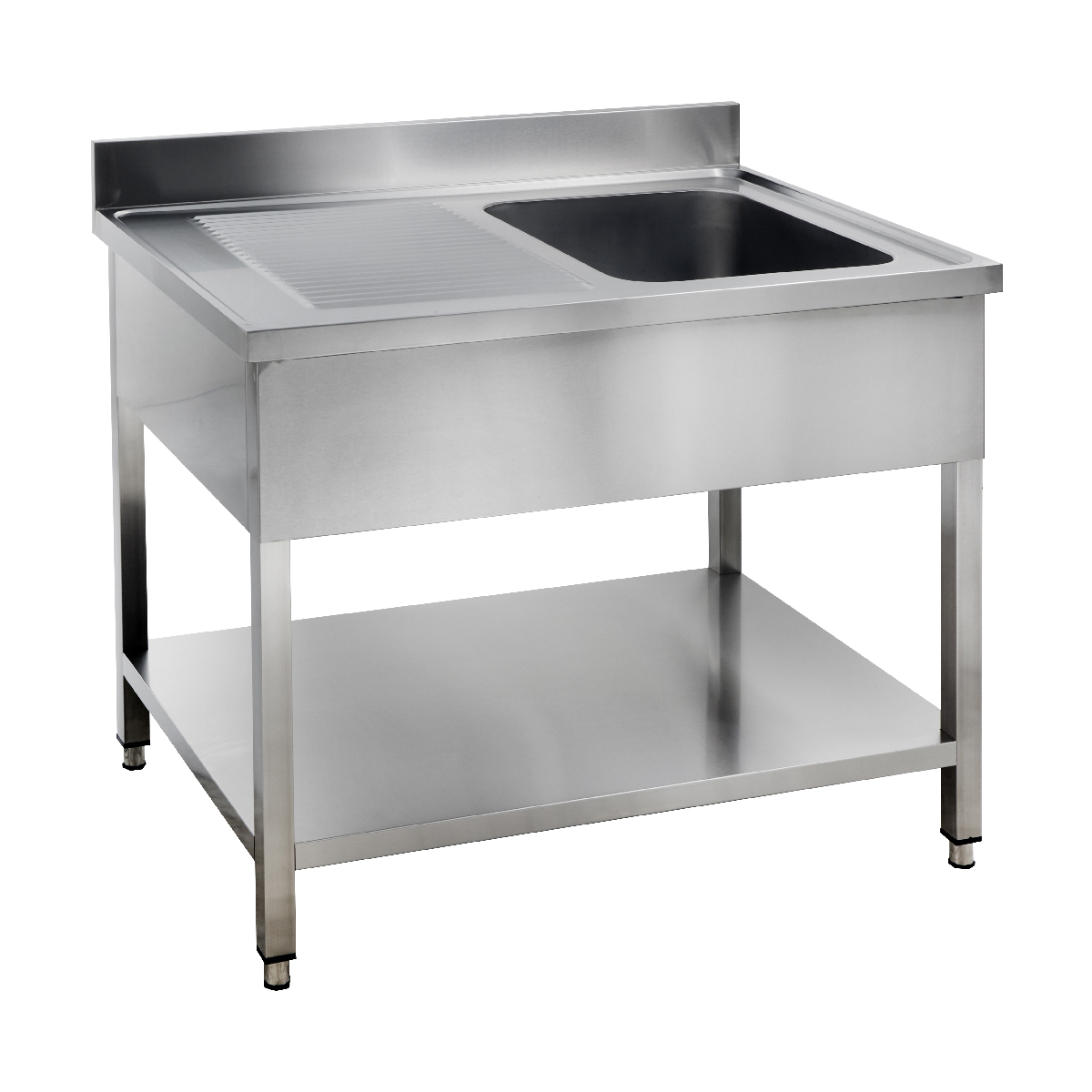 GastroHero Spültisch Basic 10x6 mit 1 Becken rechts, Gastro Spültisch, Grundboden, Edelstahl